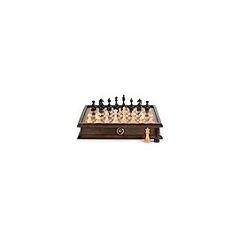 A&A 15 inch Solid Wood Chess Set w/Dual-Sided Storage Drawer/Weighted Chess Pieces ...