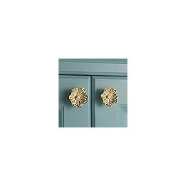 Redeam Flower Shape Brass Cabinet Knobs for Cabinet Drawer Cupboard Dresser Pulls ...