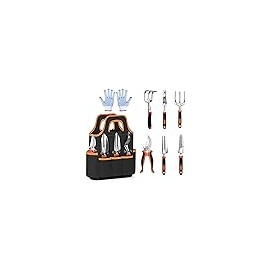 Garden Tool Set, 8 PCS Stainless Steel Heavy Duty Gardening Tool Set with Non-Slip ...